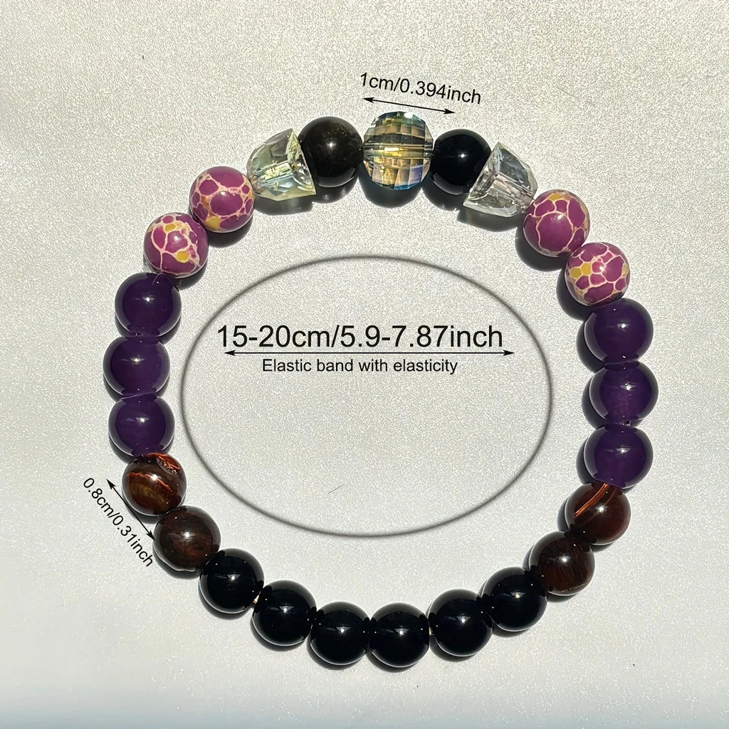 Red Tiger Eye Stone Imperial Jasper and Artificial Crystals Handmade Beaded Bracelet Men Women Homeopathic Energy Balancing Stre