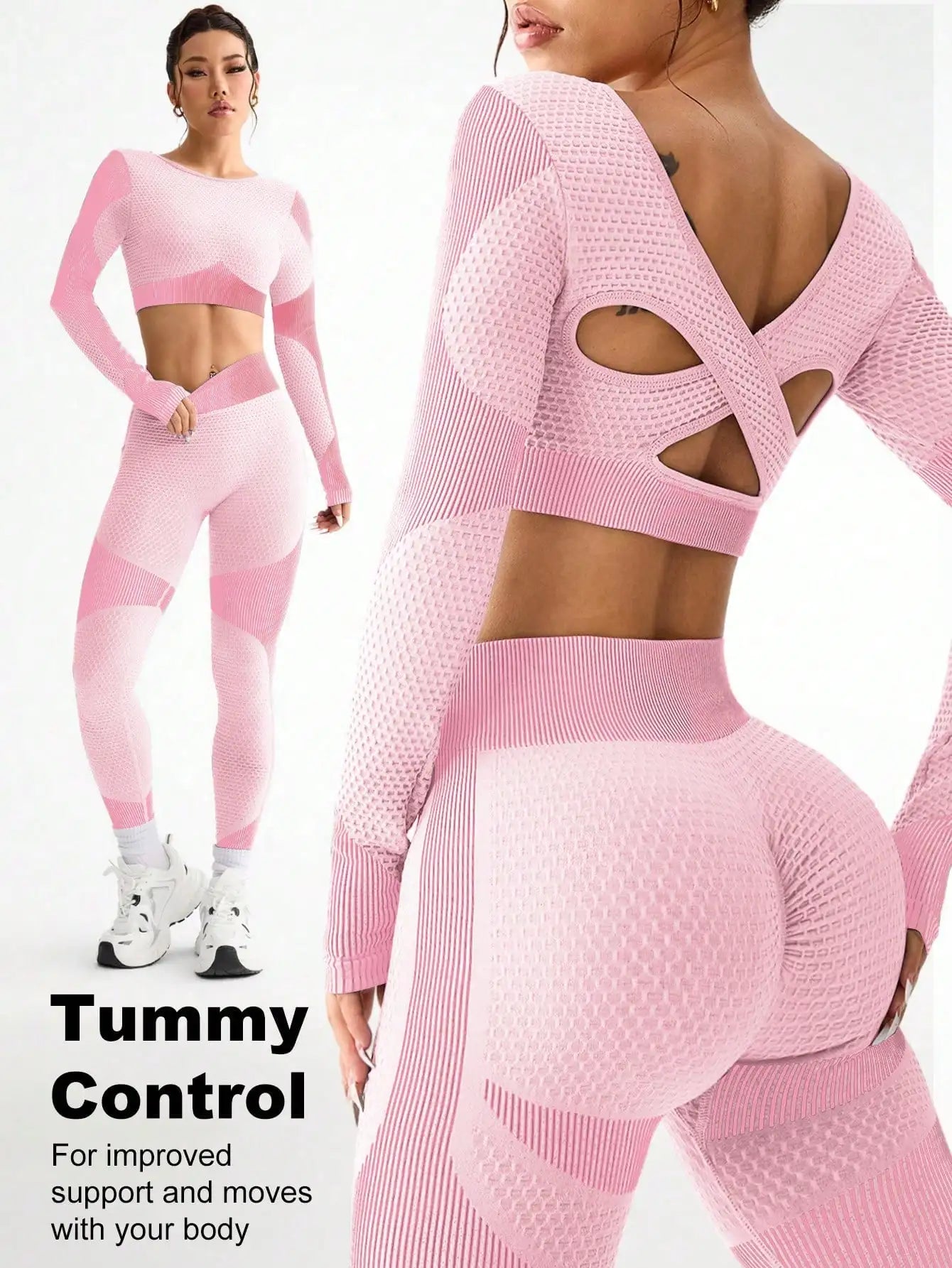 2PCS Sports Yoga Suit - Breathable Seamless Running Fitness Set