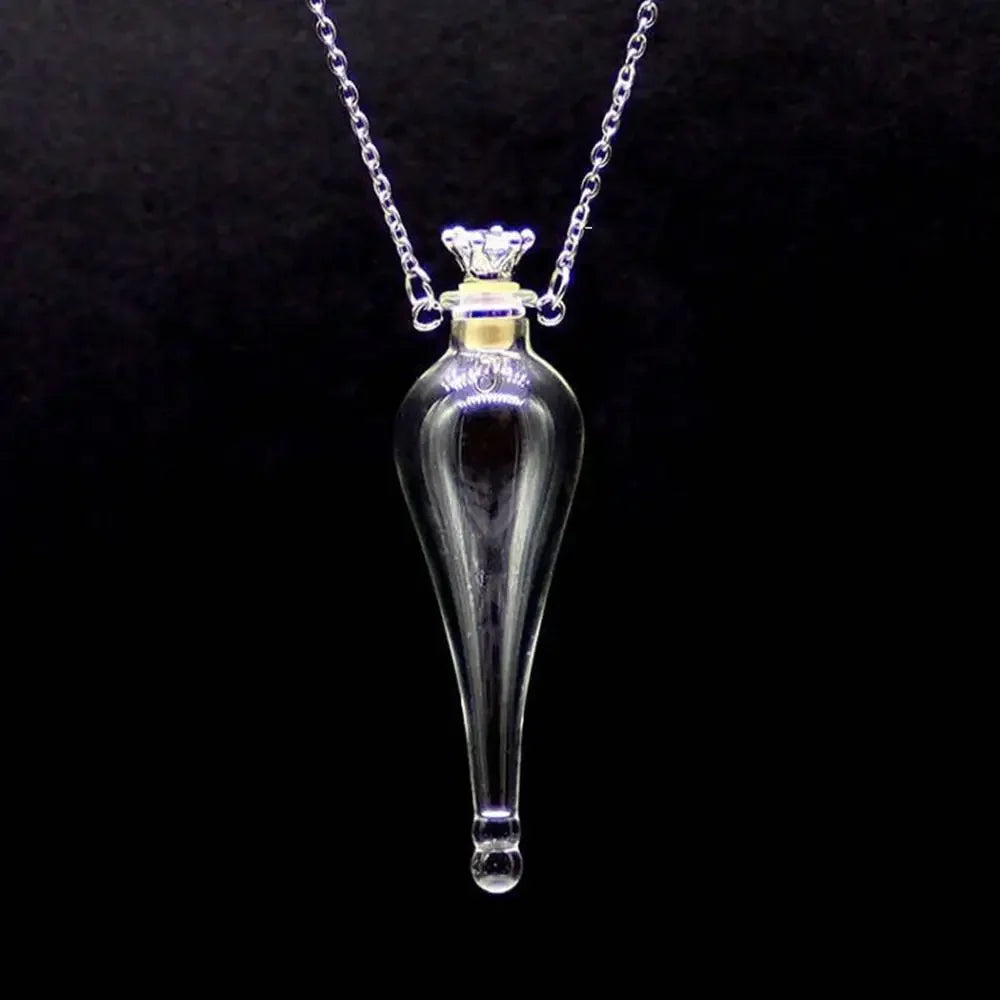 Openable Water Drop Heart Steel Chain Perfume Vial Necklace Wishing Bottle Pendant Essential Oil Diffuser Memorial Jewelry Gifts