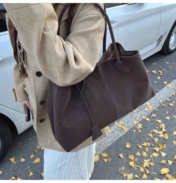Faux Suede Solid Color High Quality Fashionable Versatile Handbag 2025 Women's Product Hot Selling  Large Capacity Shoulder Bag