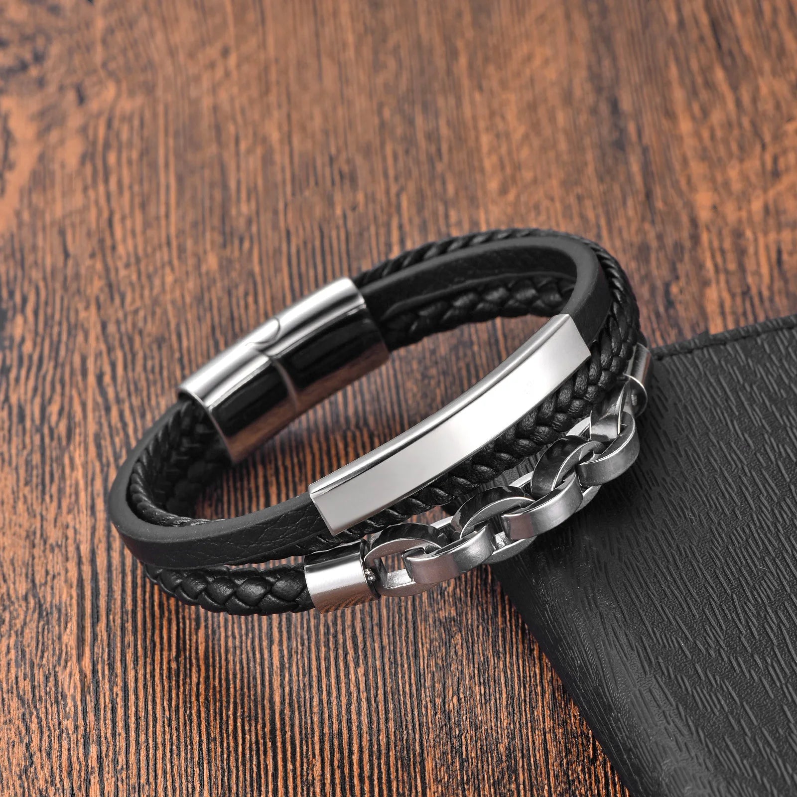 Leather Bracelet Infinity Shape Special Popular Pattern Men's Bracelet for Men Stainless Steel Jewelry Accessories Gift