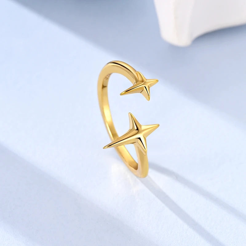 925 Sterling Silver Love Ring - Gold Sparkling Wedding Engagement