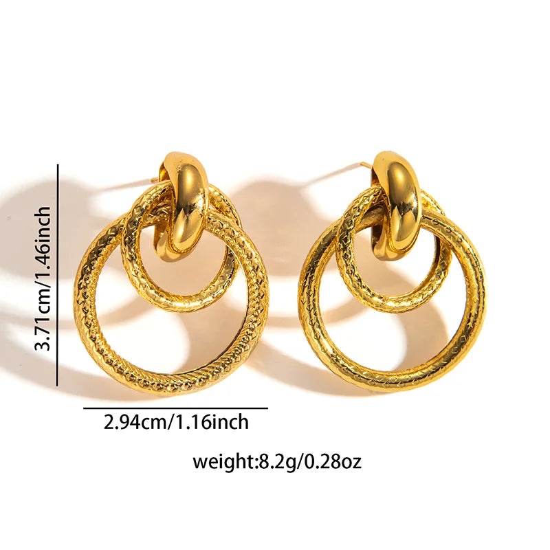 ANENJERY 316L Stainless Steel Circular Splicing Earrings For Women Men Fashion Unique Punk Hip hop Jewelry Gift Wholesale
