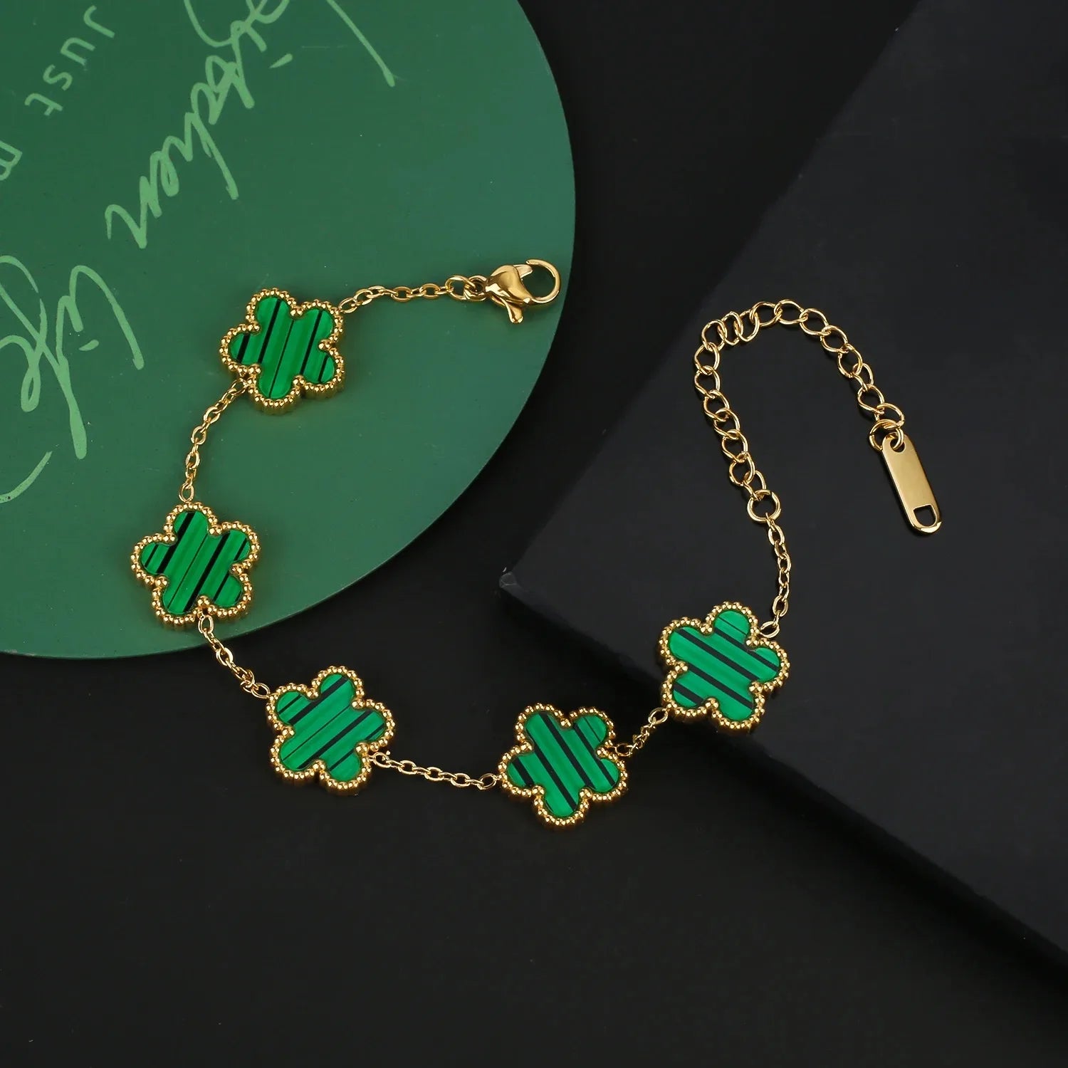 Gold Plated Hot Sale 316L Stainless Steel Plant Five Leaf Flower Bracelet Classic For Woman New Fashion Party Jewelry Clover