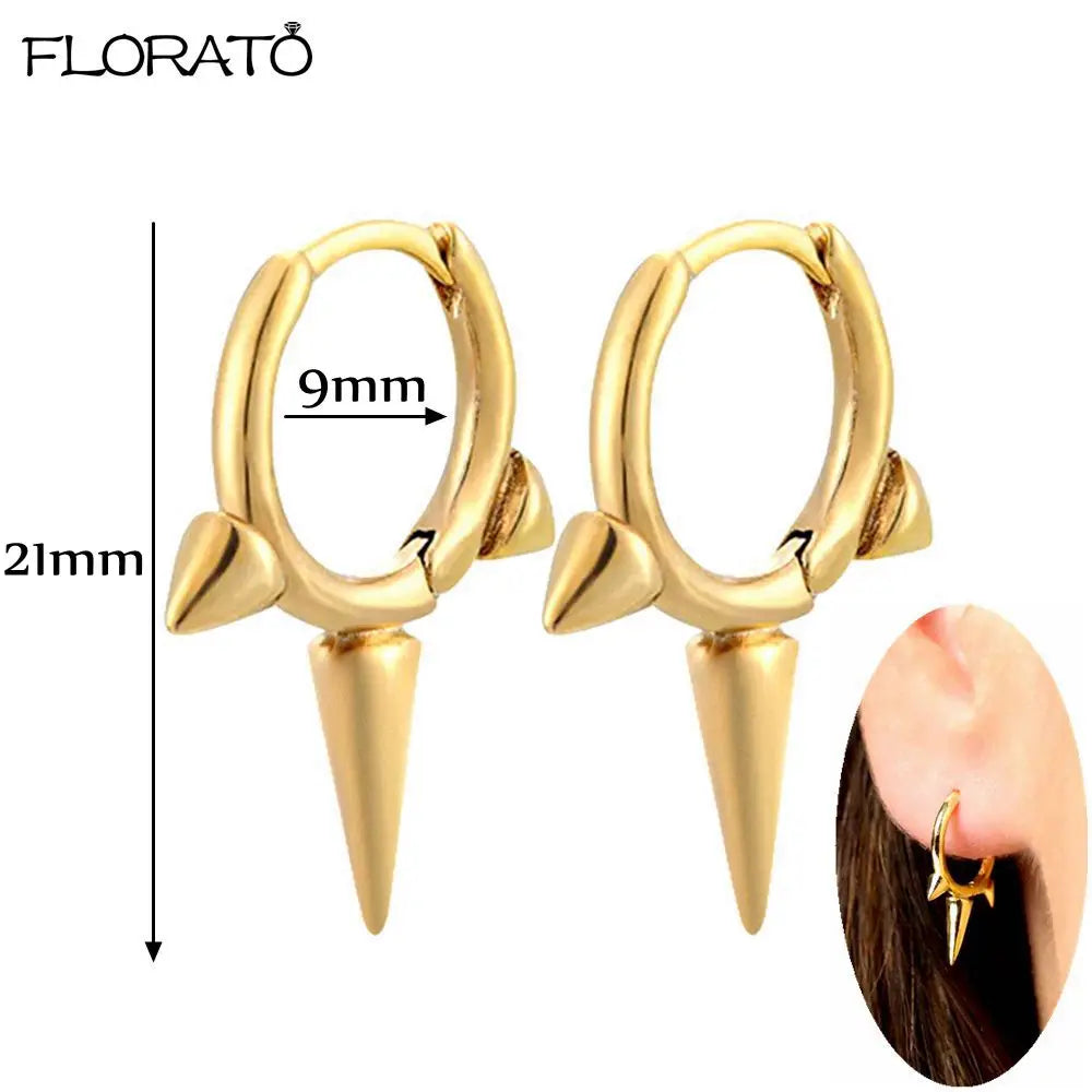 925 Sterling Silver Needle Punk Spike Rivet Hoop Earrings For Women Huggie Earrings Ear Cuff Piercing Earring Gothic Jewelry