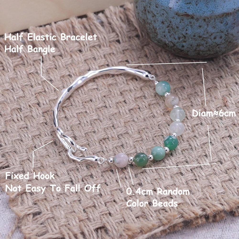 New 925 Silver Geometric Bead Pearl Punk Irregular Asymmetric Adjustable Bracelet For Woman Girl Fashion Jewelry Gift Dropship