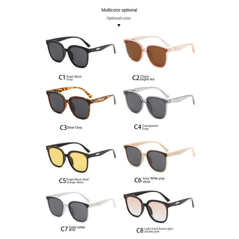 Large Frame Black Face Trimming Sunglasses - Outdoor Travel UV400