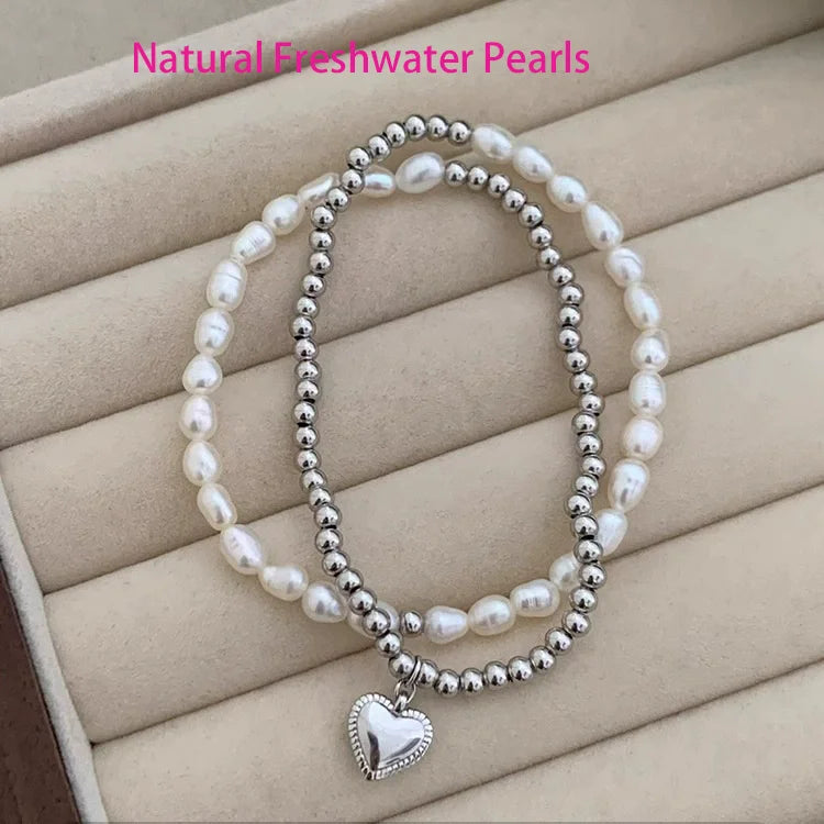 VENTFILLE 925 Sterling Silver Double Layer Pearl Bracelet for Women Girl Design Bead Korean Jewelry Dropshipping