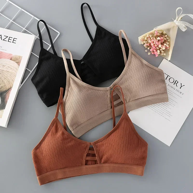 Women Thin Strap Bra - Seamless Hollow Out Wireless Bralette
