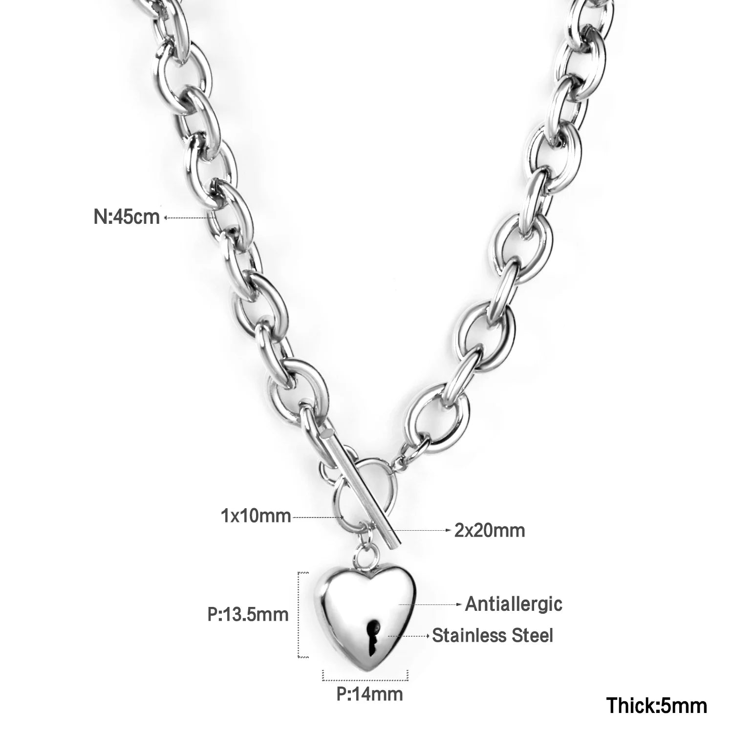 ASONSTEEL Romantic Heart Pendant Necklace For Women High Quality Golden Stainless Steel Metal Stylish Choker Valentine's Gift