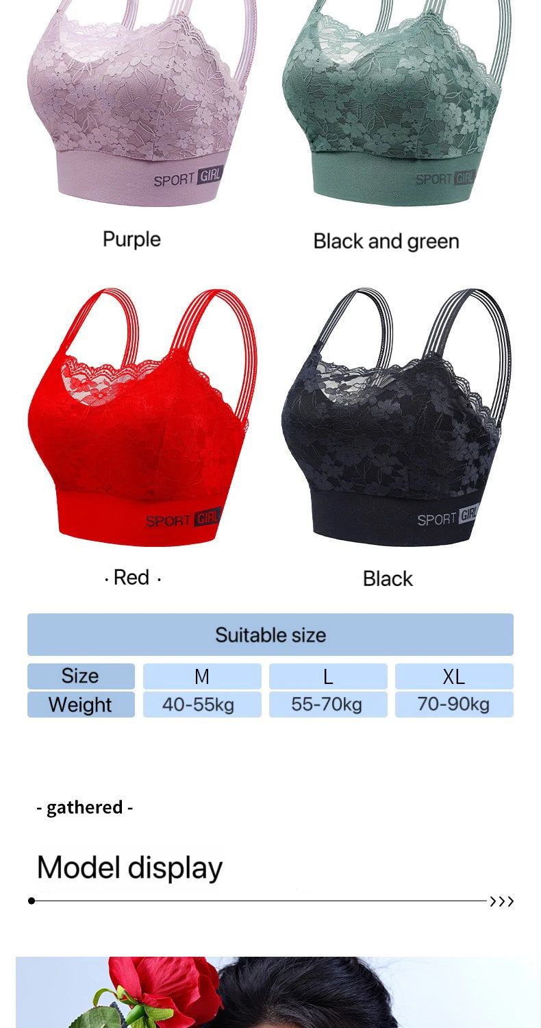 2PCS Women Lace Bras - Wireless Bralette Vest Style Tube Tops