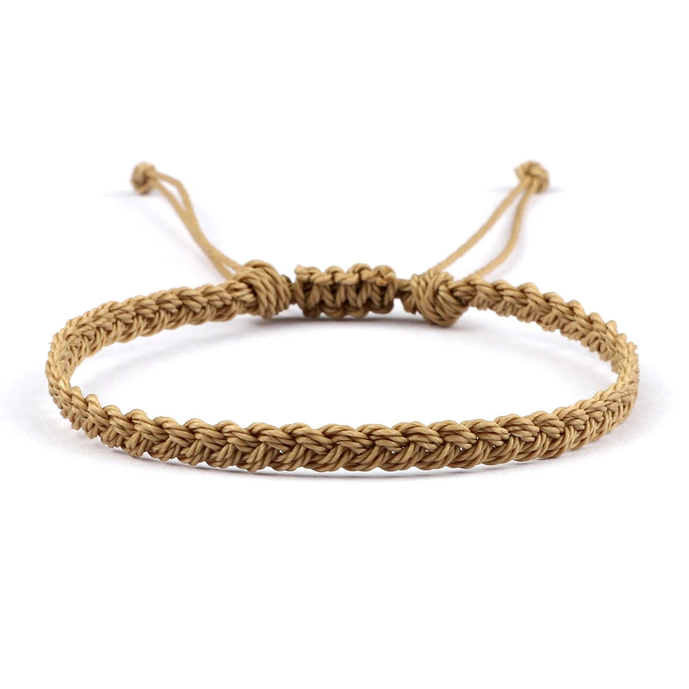 Classic Handmade Braided Bracelets for Women Men Pure Color Waxed Thread Braid Wristband Charm Bracelet Adjustable Jewelry Gifts