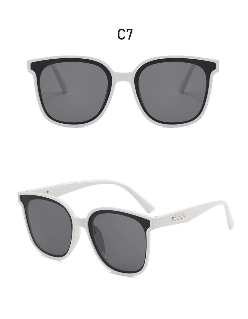 Large Frame Black Face Trimming Sunglasses - Outdoor Travel UV400