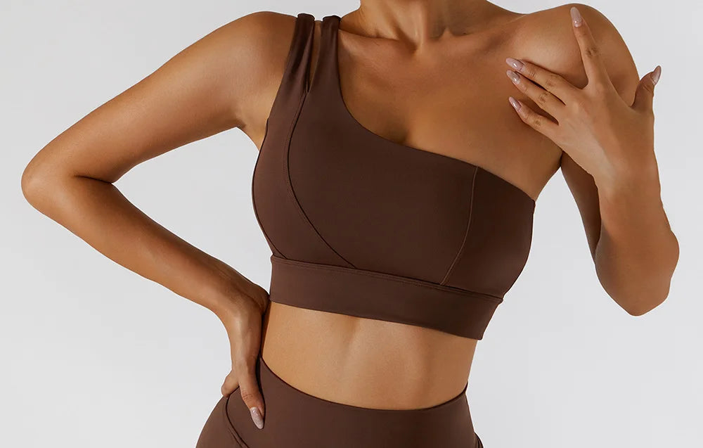 Sexy One Shoulder Sports Bra - High Strength Fitness Vest