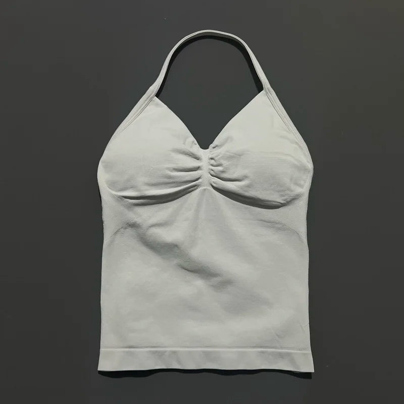 HISTELLO Impact Sports Bra - Longline Strappy Yoga Tank Top