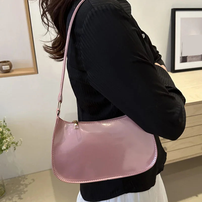 Retro Solid Color PU Leather Shoulder Underarm Bag Women's Fashion Handbags Casual Purses and Handbag Ladies Hand Bags