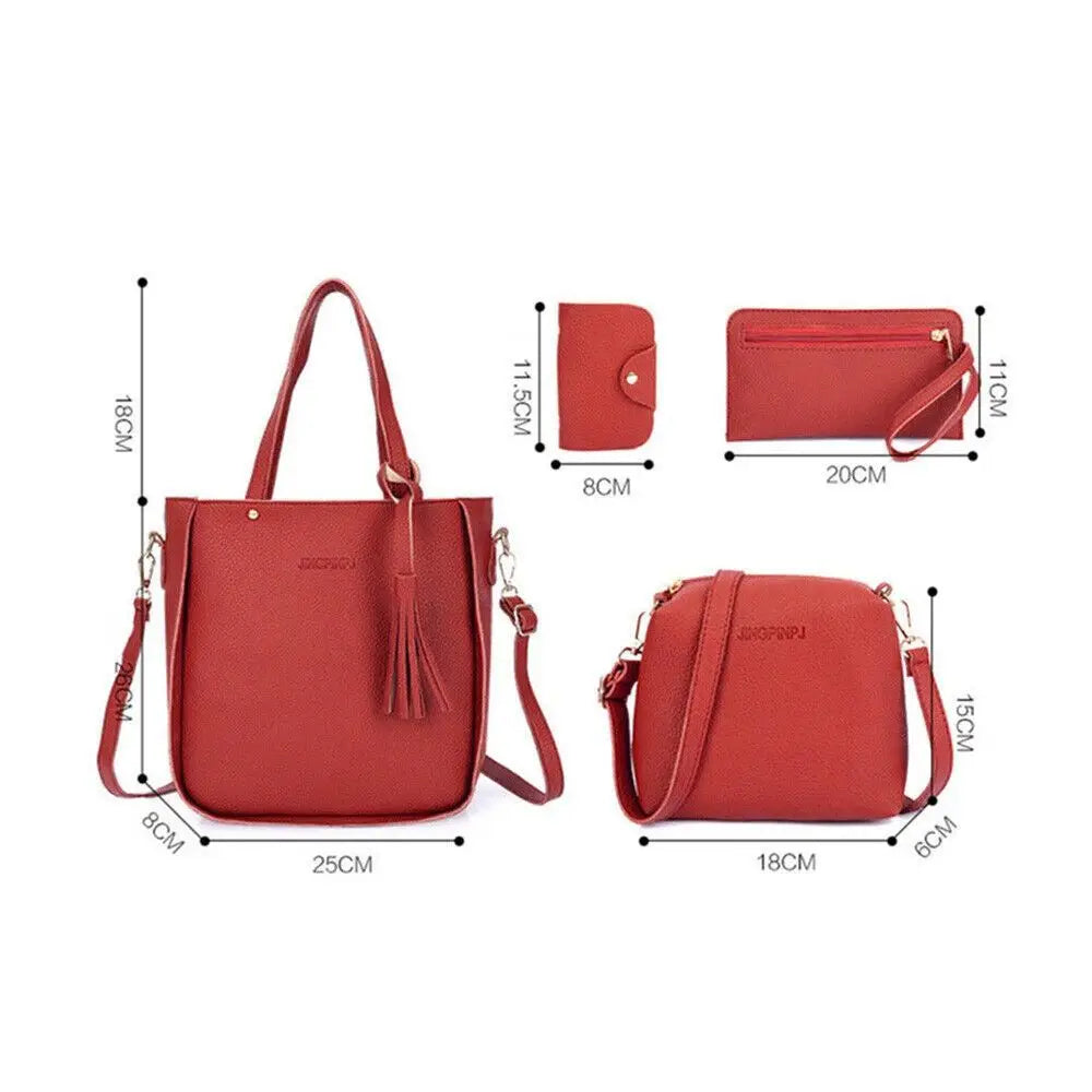 4Pcs/set Leather Crossbody Bags Women Bag Set Pattern Portable Fashion Shoulder Bags Purse Ladies PU Crossbody Bag