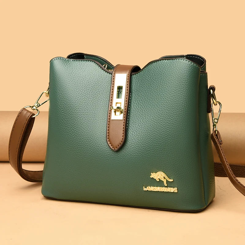 3-Layer Designer Handbag - Large Capacity Crossbody Messenger Bag