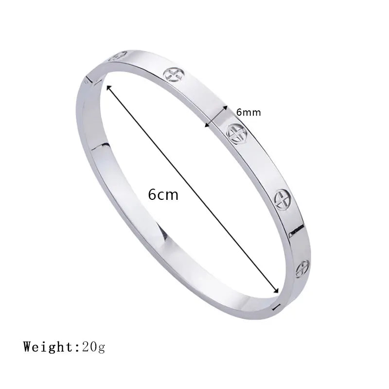 Fashion Design Gold Color Zircon And Cross Nut Nail Bangle Gold & Stainless Steel For Woman Bracelet buckle Classic jewelry