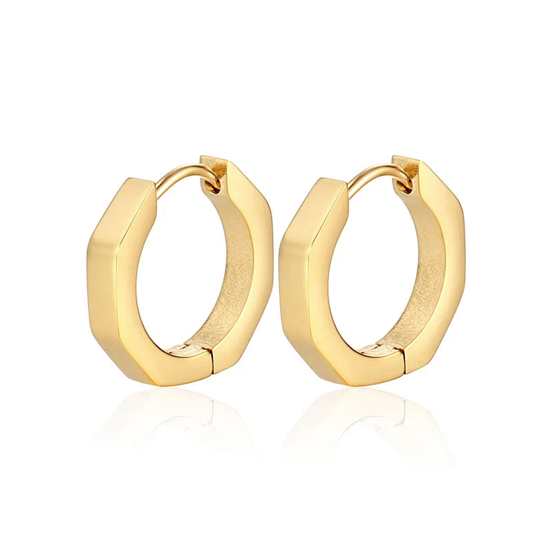 1 Pair High Polished Stainless Steel Hoop Earrings For Women/Men Geometric Allotype Ear Buckles Hip Hop Party Creative Jewelry