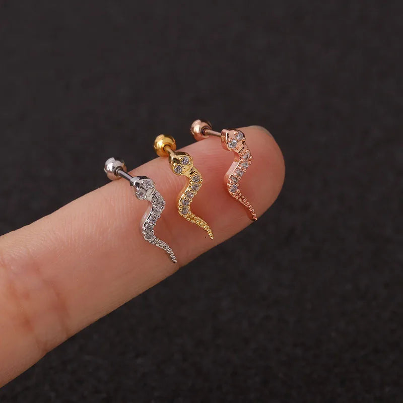 1PC Stainless Steel Gold Color Silver Color Flower CZ Tragus Cartilage Helix Star Ear Stud Piercing Zircon Daith Earring