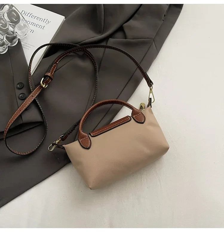 Retro Fashion Nylon Dumpling Bag Women's Crossbody Handbag Soft Polyester Lining Zipper Closure Shoulder Bag Handbag