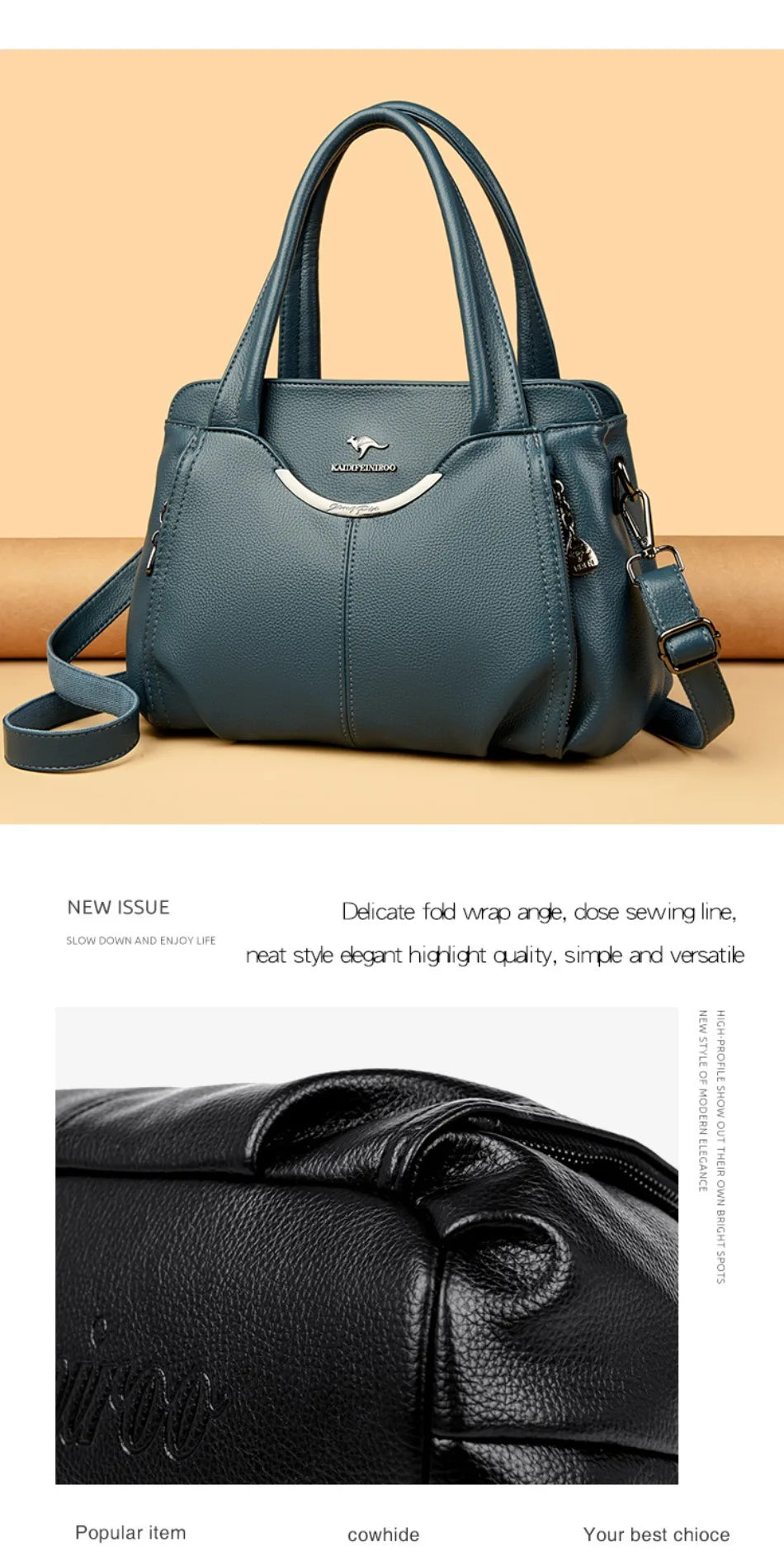 Luxury Soft Leather Handbag - Designer Crossbody Tote Bag 2024