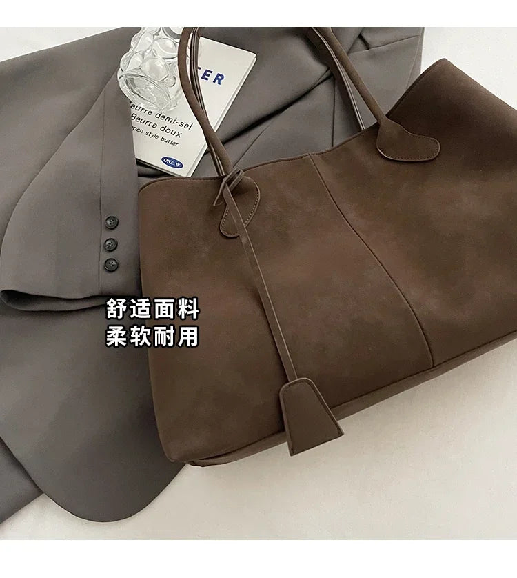 Faux Suede Solid Color High Quality Fashionable Versatile Handbag 2025 Women's Product Hot Selling  Large Capacity Shoulder Bag