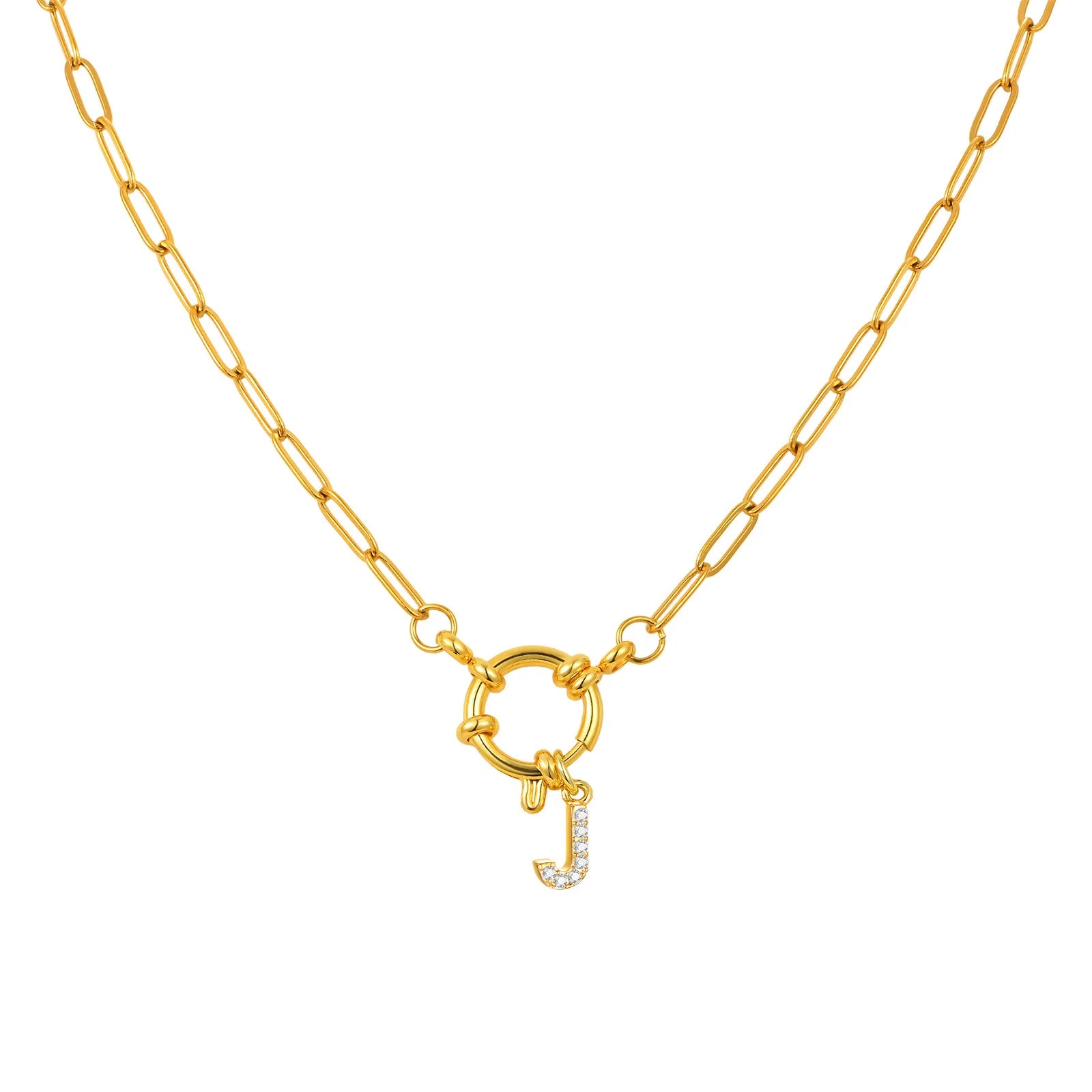Vnox Women's Trendy Letters Necklaces With CZ Zircon, Stainless Steel 18K Gold Plated Pendant, Fashion Charm A-Z Accessories