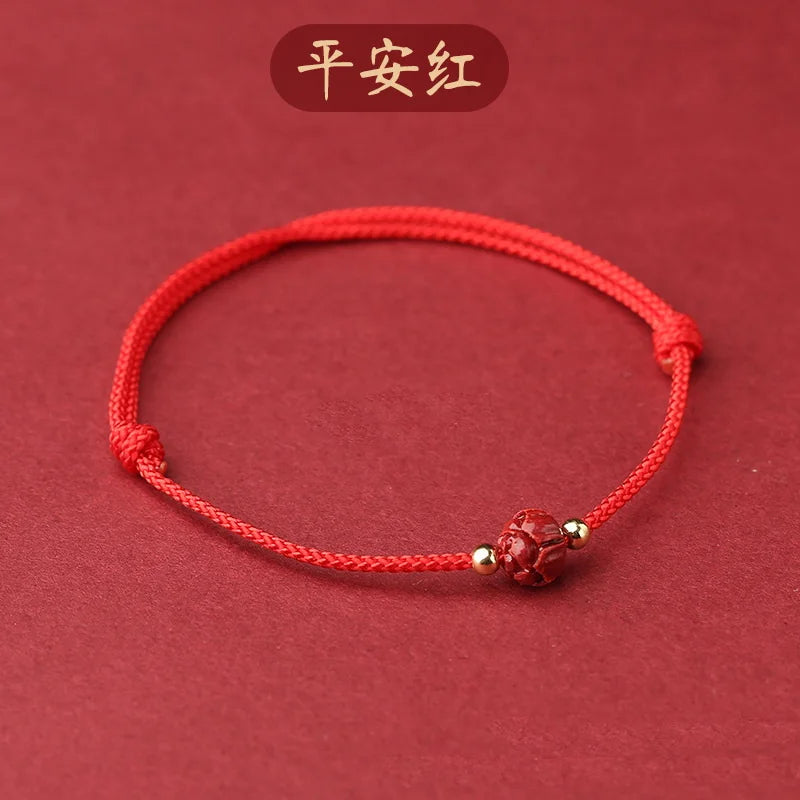Lucky Red Thread Bracelet Men Women Tibetan Buddhist Lotus Infinity Cinnabar Beads Handmade Braided Rope Bracelets Party Jewelry