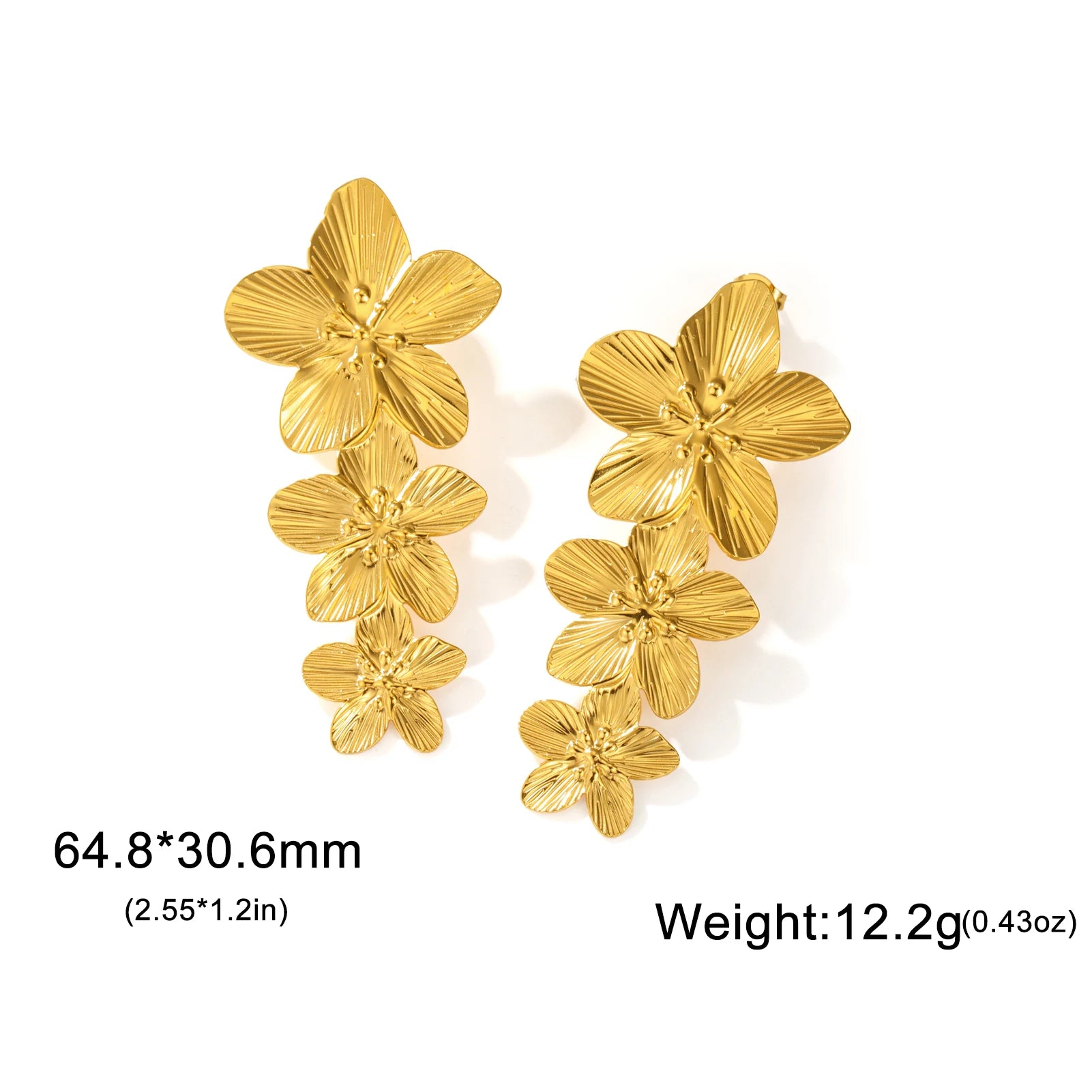 Unift Vintage Metal Flower Stud Earrings for Women Bohemian Gold Color Stainless Steel Earring Statement Stylish Simple Jewelry