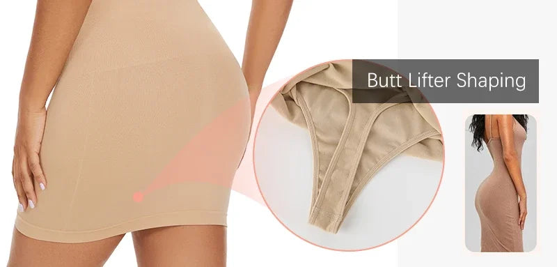 Half Slip Shapewear for Women Under Dresses Built-in Panties High Waist Tummy Control Slips Skirts Butt Lifter Body Shaper Dress