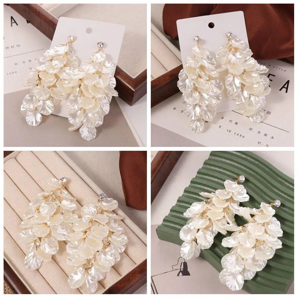 Fashion Exquisite Petals Tassel Earrings Jewelry Exaggerated Drop Earring Luxury Ornaments Vintage Earrings Party