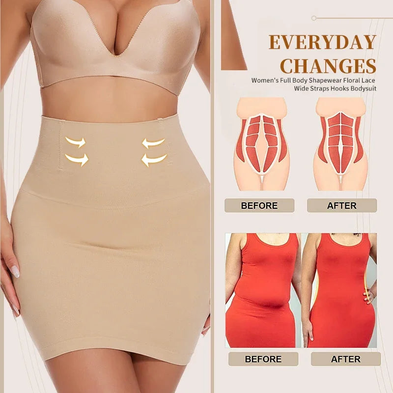 Half Slip Shapewear for Women Under Dresses Built-in Panties High Waist Tummy Control Slips Skirts Butt Lifter Body Shaper Dress