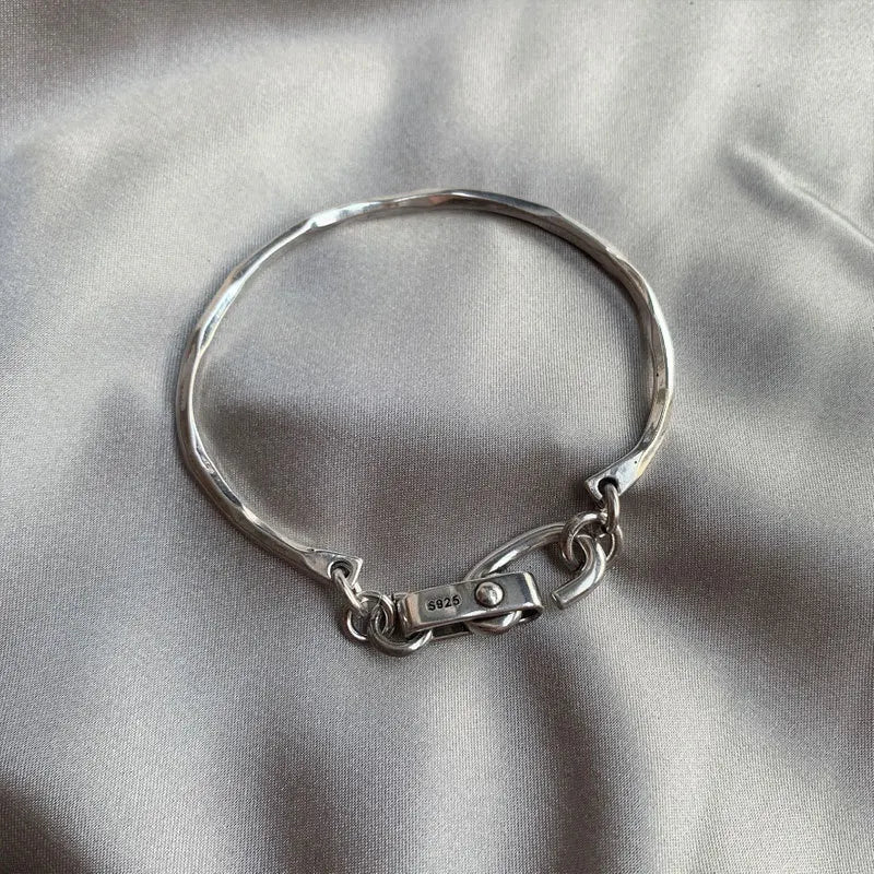 925 Sterling Silver Bracelet Bangle Vintage Open Lock Geometric Punk For Woman Girl Fashion Jewelry Gift Dropship Wholesale