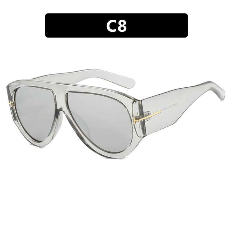Vintage Oval Large Frame Sunglasses - Trendy Street Style UV400 Women