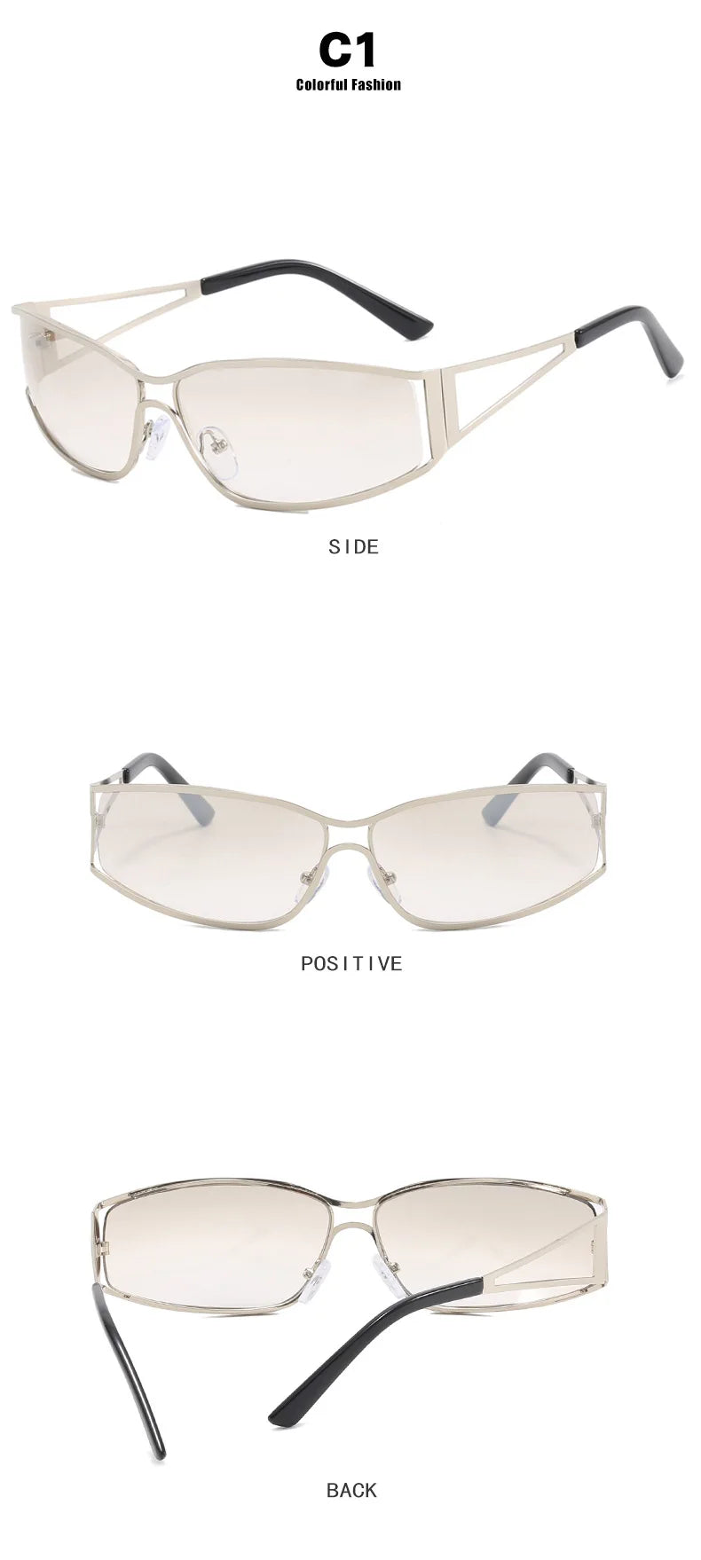 Y2K Oversized Steampunk Sunglasses - Designer Gradient Mirror Eyewear