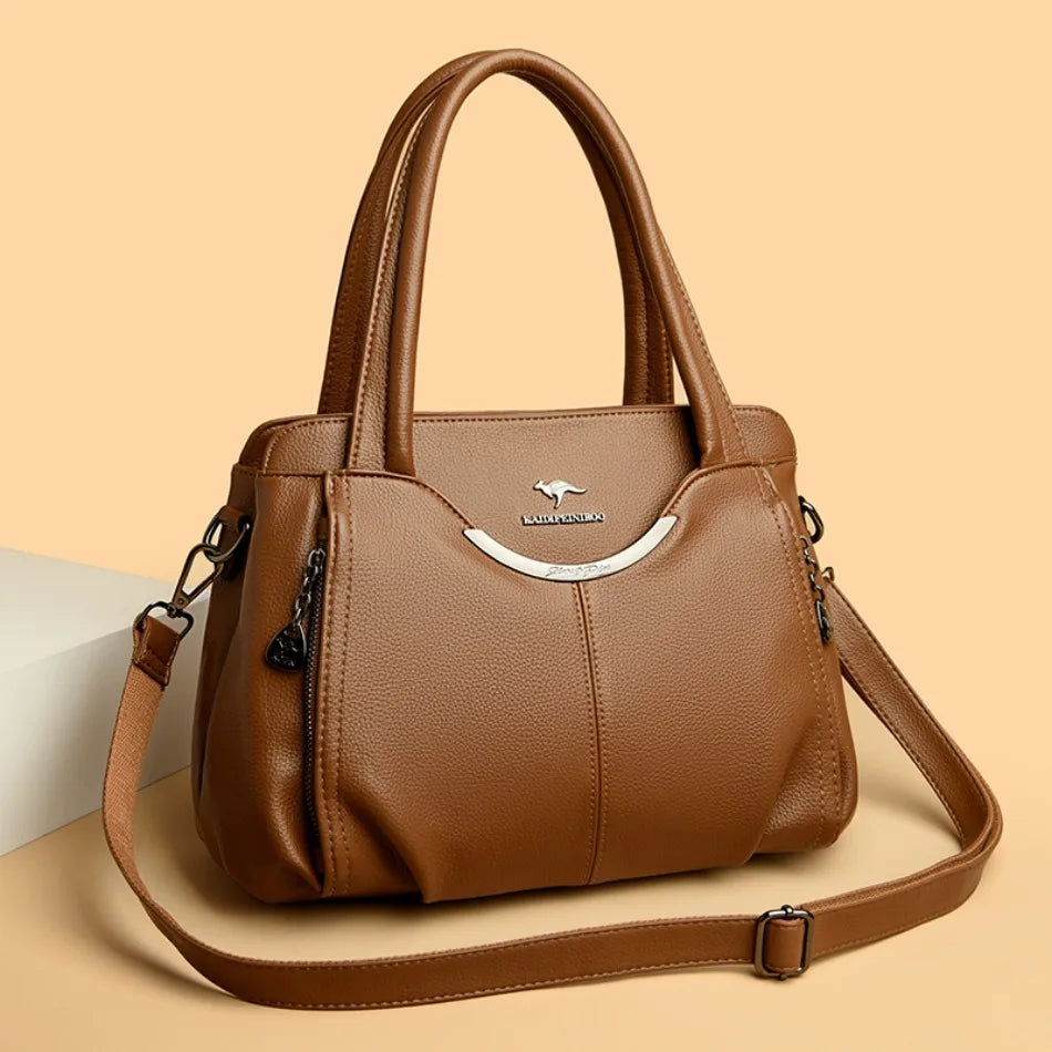Luxury Soft Leather Handbag - Designer Crossbody Tote Bag 2024