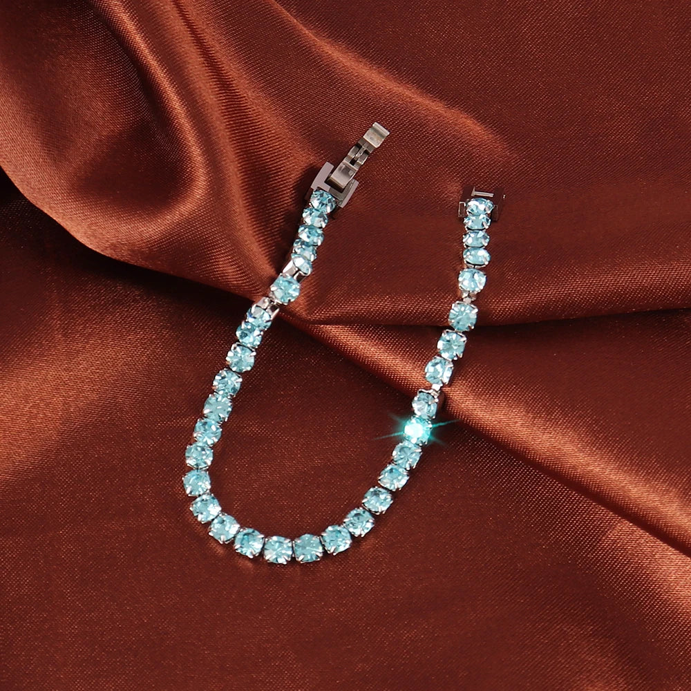 316L 4mm Stainless Steel Bracelet For Women Men's Hip Hop Tennis Chain Bracelets Luxury Color Crystal Zircon Bracelet Jewelry