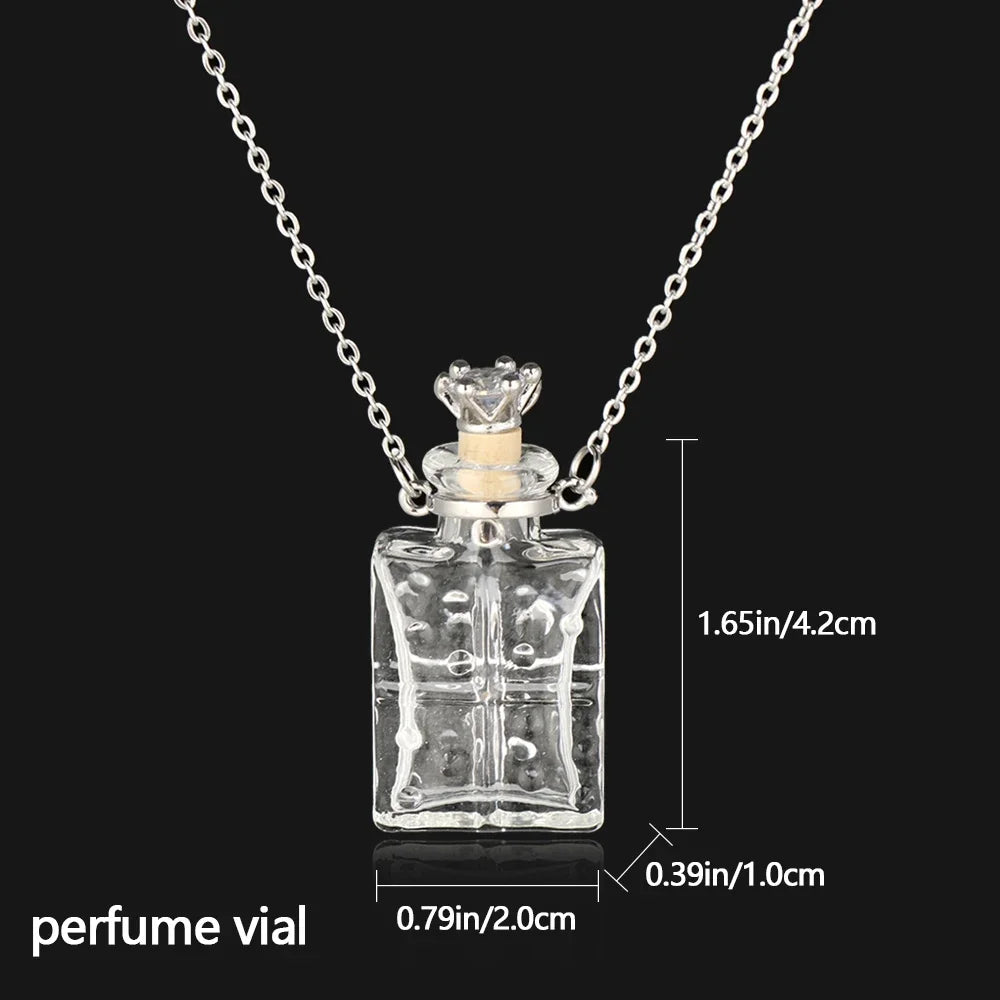 Openable Water Drop Heart Steel Chain Perfume Vial Necklace Wishing Bottle Pendant Essential Oil Diffuser Memorial Jewelry Gifts
