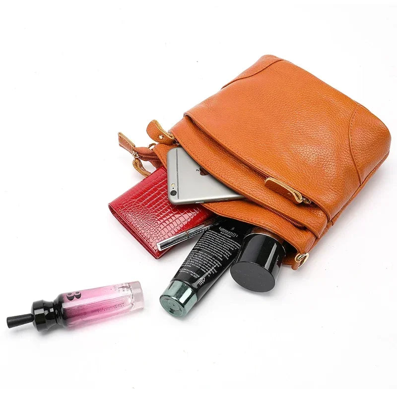 Genuine Leather Women Messenger Bags Cow Leather Crossbody Shoulder Bag Small Female Handbags Capacity Phone Bag for Girls