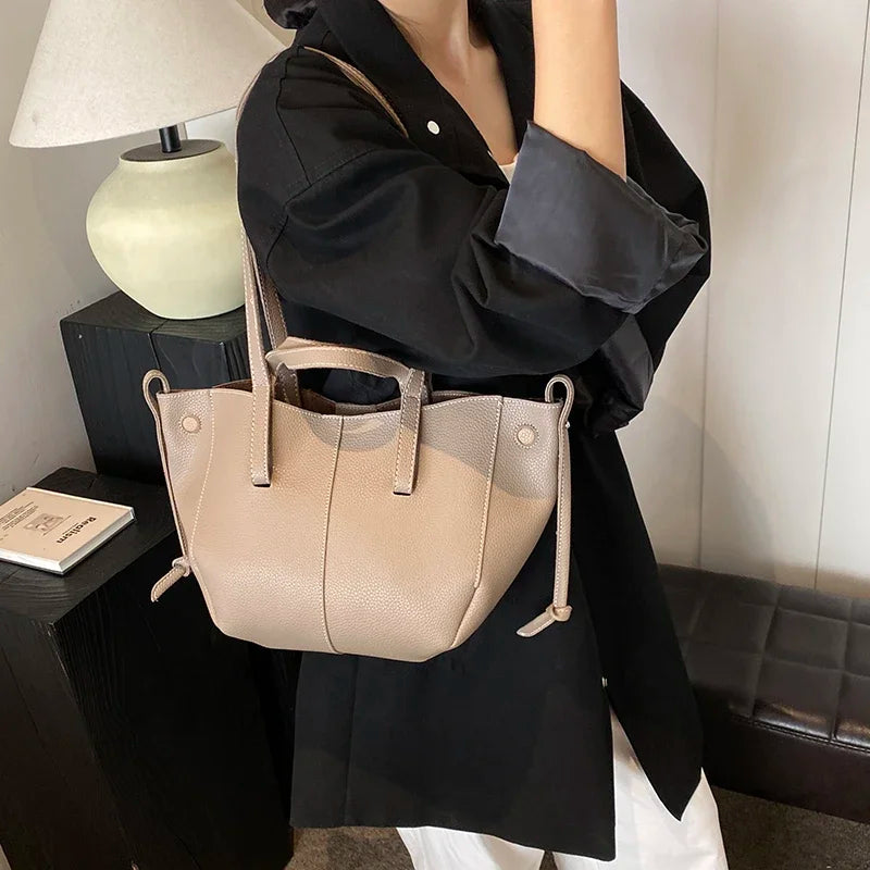 High Quality PU Tote Bags Fashion Solid Hasp Simple Versatile Sense of Luxury Shoulder and Handbags for Women 2024 New Style