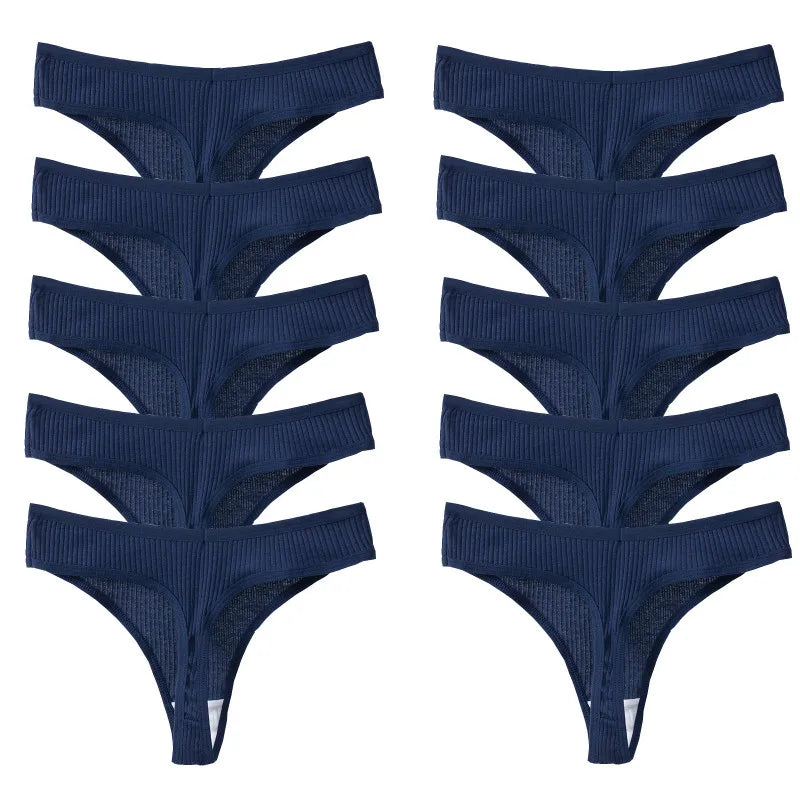 TrowBridge 10PCS/Set Women's Panties Cotton Striped Underwear Sexy Sports Thongs Lingerie Soft Comfortable G-Strings Hot T-Backs