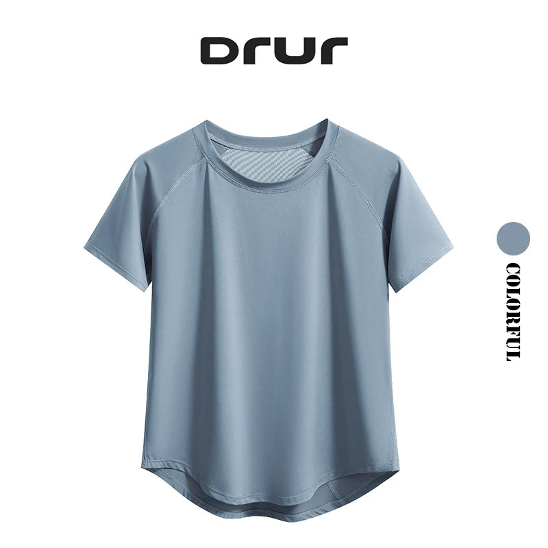 DRUR Yoga Tops - Quick Dry Short Sleeve Workout T-Shirt