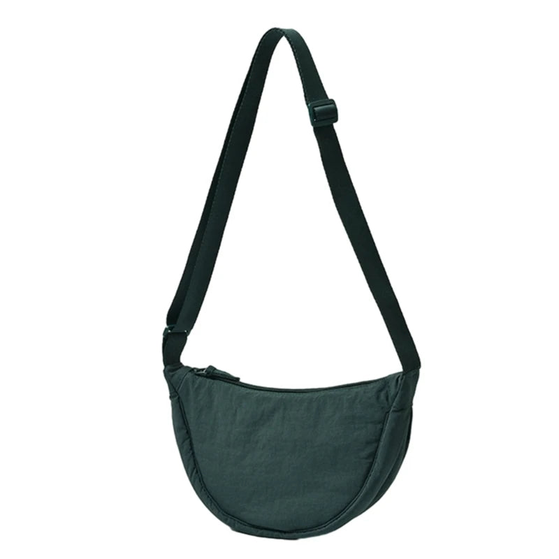 Women Half Moon Shape Crossbody Chest Bag Casual Nylon Shoulder Bag Female Large Capacity Tote Solid Lady Travel Shopper Handbag