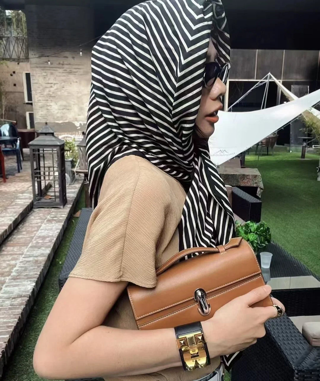 SAVETTE Brand The Symmetry 19 Genuine Leather Handbag Solid Color Simple Handbag Small Square Row Bag Women's Suede