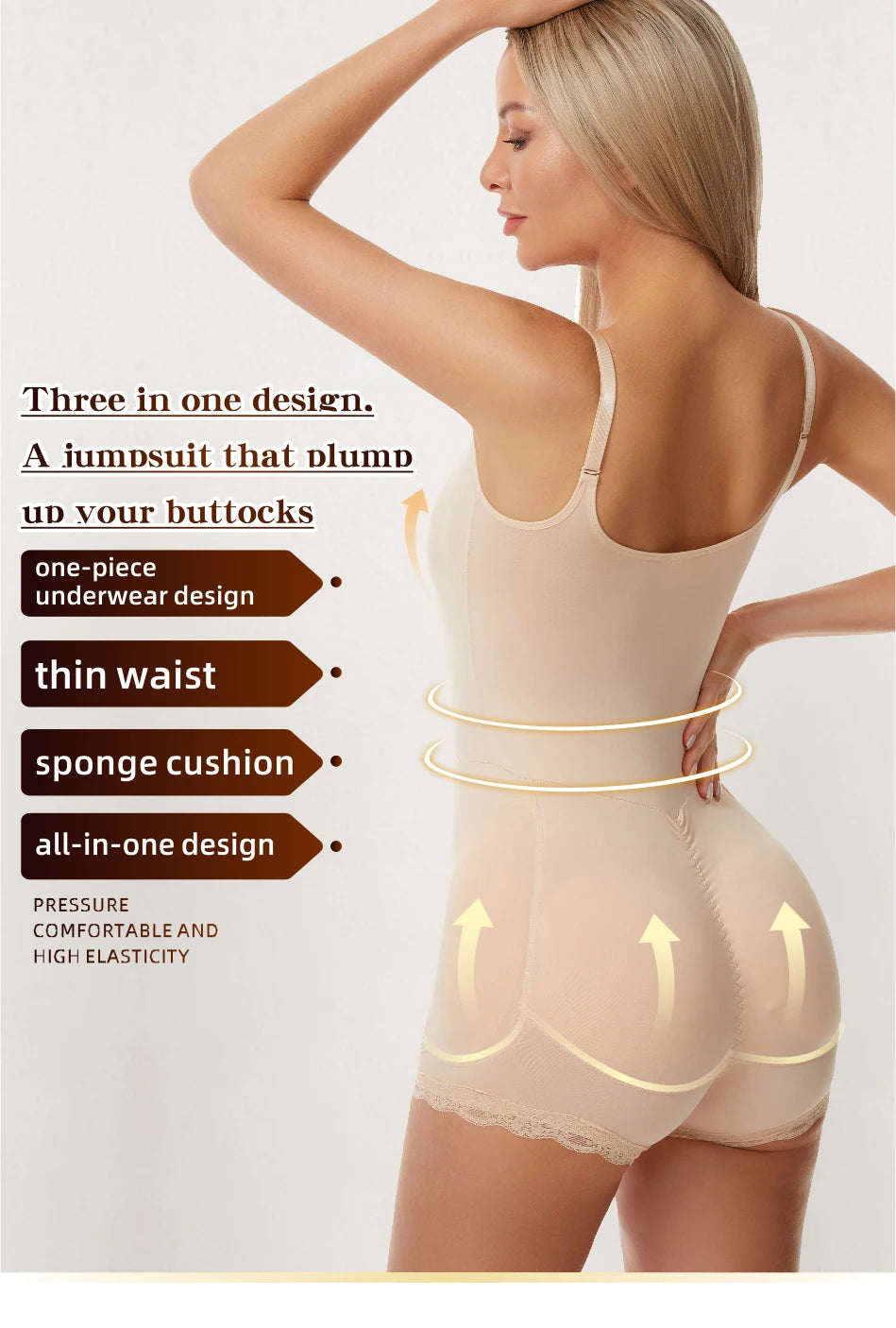 Women Padded Bodysuit - Butt Lifter Waist Trainer Body Shaper