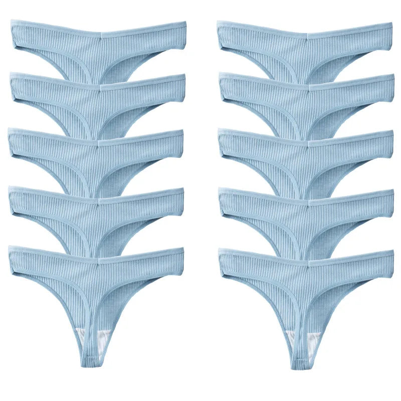 TrowBridge 10PCS/Set Women's Panties Cotton Striped Underwear Sexy Sports Thongs Lingerie Soft Comfortable G-Strings Hot T-Backs