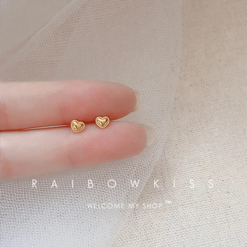 silver-plate Gold Color Mini Small Butterfly Heart Stud Earring For Women Cartilage Helix Tragus Ear Piercing Jewelry Gift