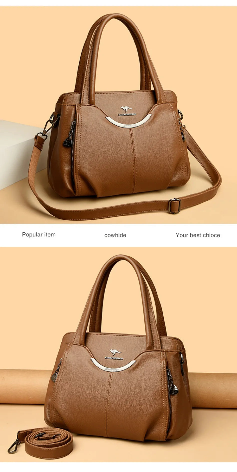 Luxury Soft Leather Handbag - Designer Crossbody Tote Bag 2024